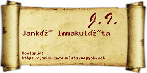 Jankó Immakuláta névjegykártya